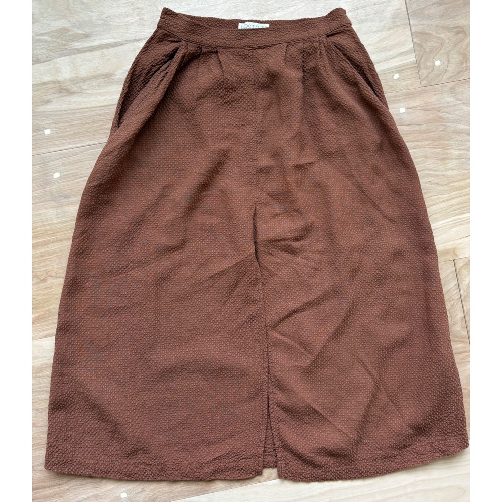 First Rite Rust Brown Textured Pleated Midi Skirt Pockets High Waist S
Linen‎ - Picture 4 of 11